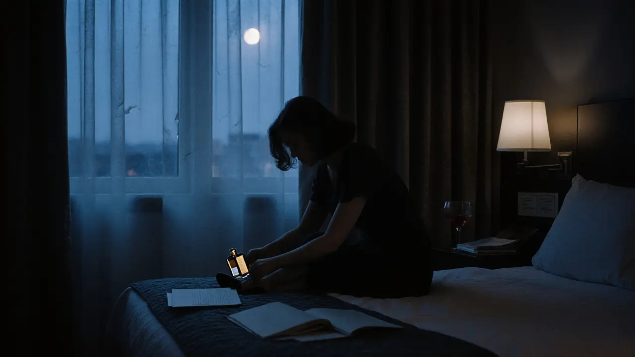 A woman in 1970s East Berlin discreetly hiding a microfilm in her shoe, moonlight through a cracked curtain.