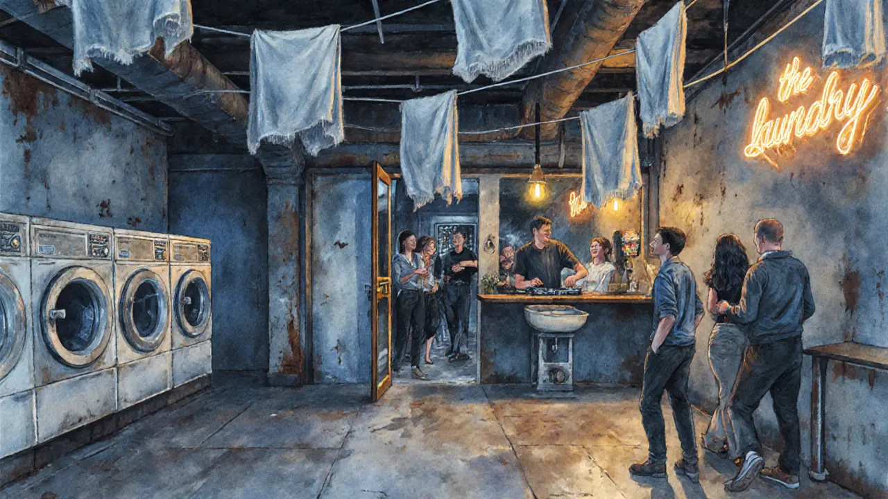 Eine ehemalige Wascherei ist in eine geheime Partybar mit verstecktem Raum verwandelt.